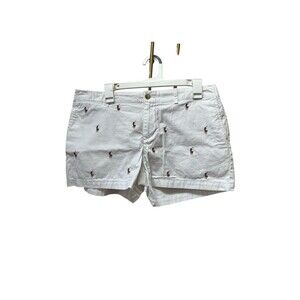 Polo Ralph Lauren Shorts Womens 10 White Embroidered All Over Print Logo